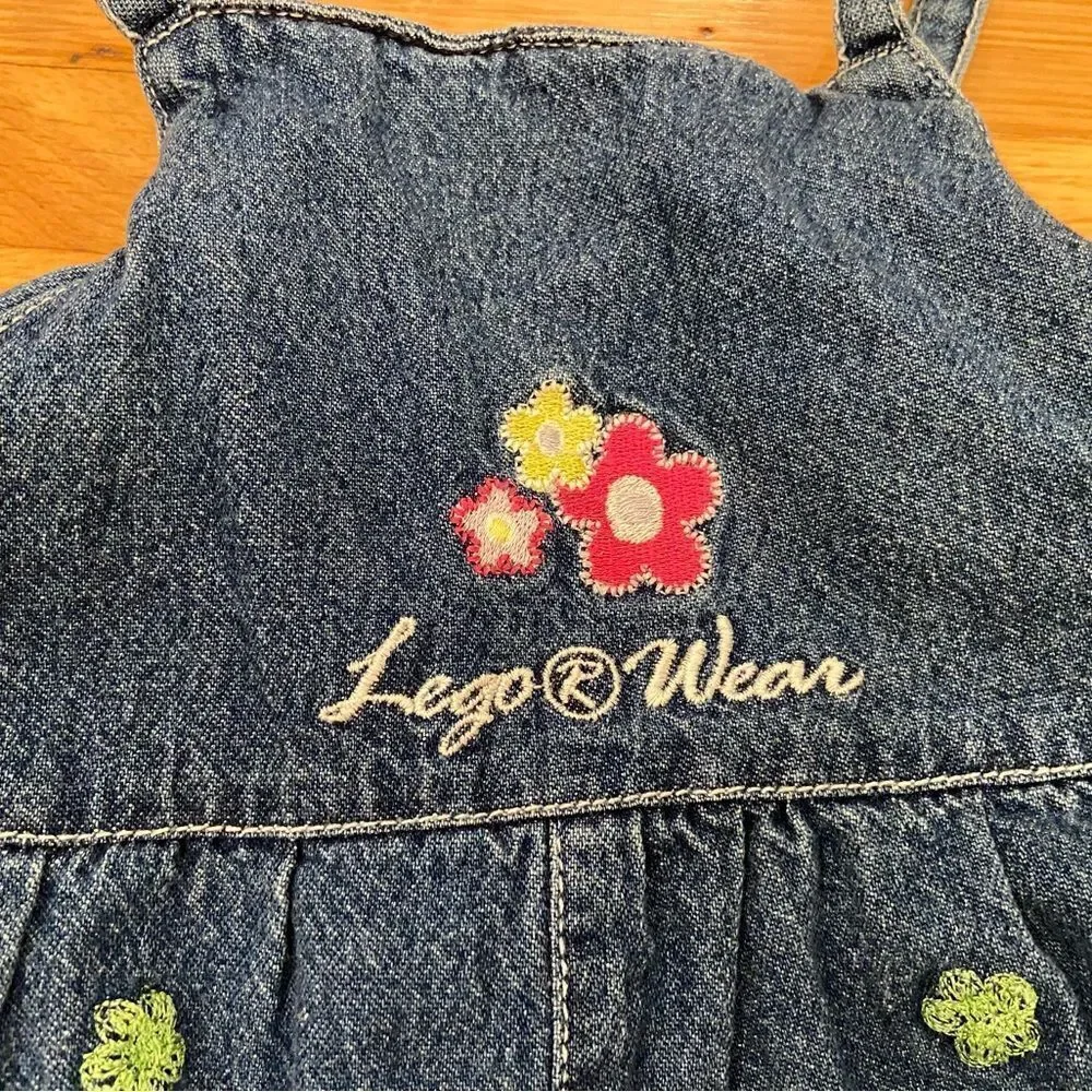 Lego Vintage denim embroidered flower romper